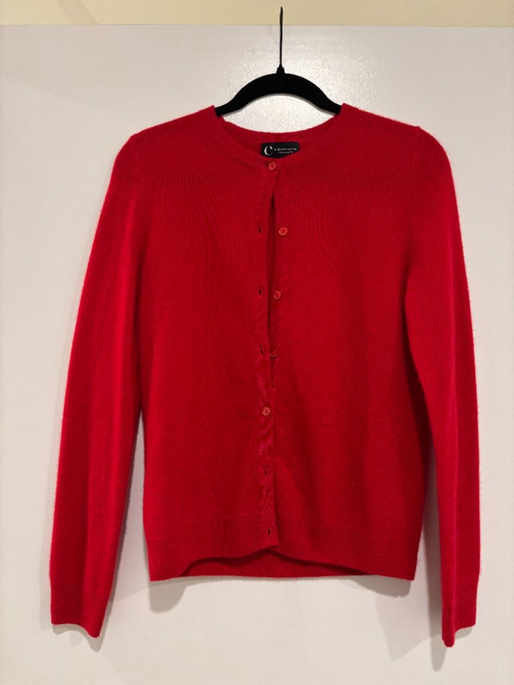 C by Bloomingdale's Red Cashmere Button Front Cardigan XS